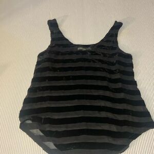 Jenny Han Tunic tank black velvet stripes with sheer stripes Medium